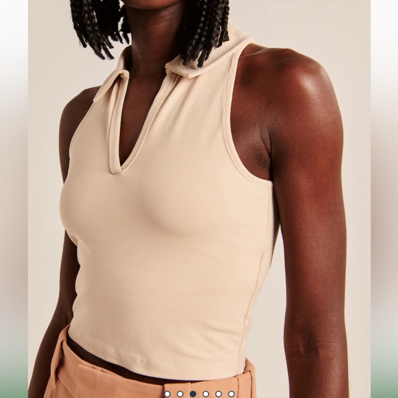 Abercrombie and Fitch XL Essential Polo Tank-Tan/Light Brown - Picture 2 of 6